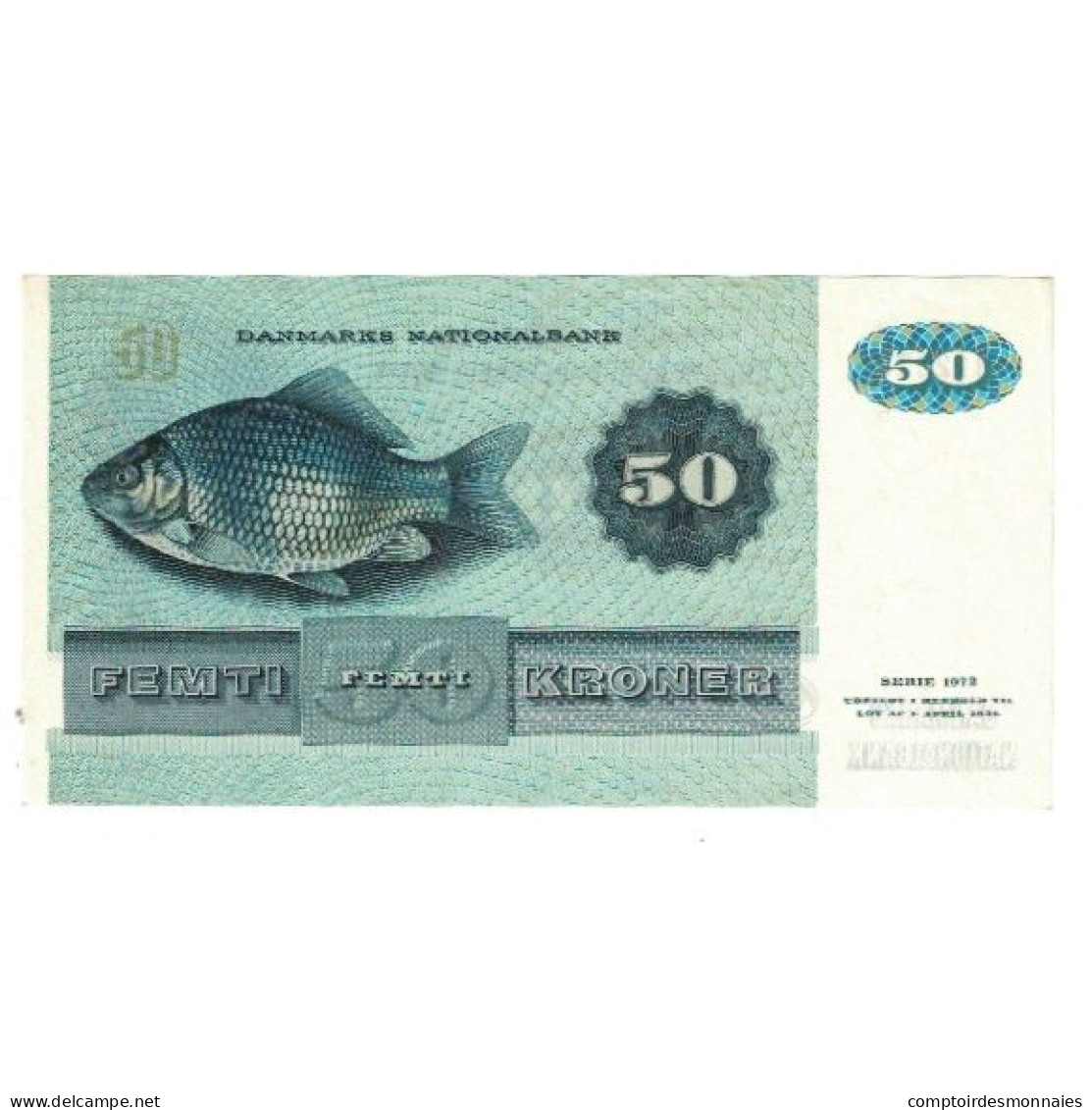 Billet, Danemark, 50 Kroner, 1972, KM:50a, TTB - Danemark