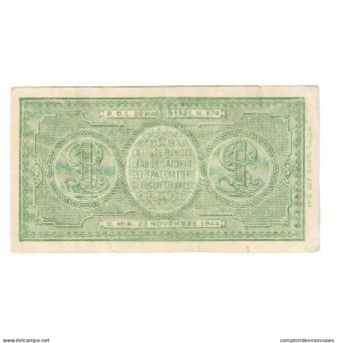 Billet, Italie, 1 Lira, 1944, 1944-11-23, KM:29a, TTB - Regno D'Italia – 1 Lire