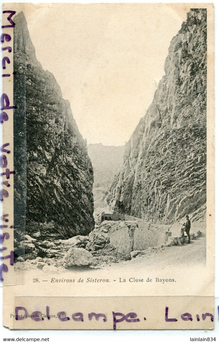 - 28 - SISTERON -  (B.-A. ), Environs De .., La Cluse De Bayons, Non  écrite, Carte Rare, Précurseur, TBE, Scans. - Sisteron