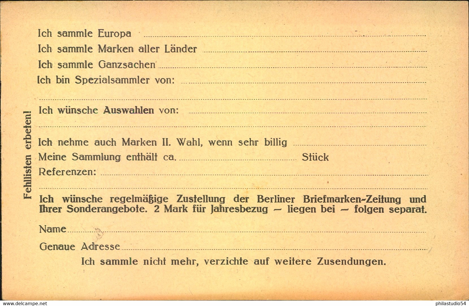 1916 (ca.), 15 Cent/10 Pfg. Ganzschenkarte Mit Privatem Zudruck, Sauber Ungebraucht - Autres & Non Classés
