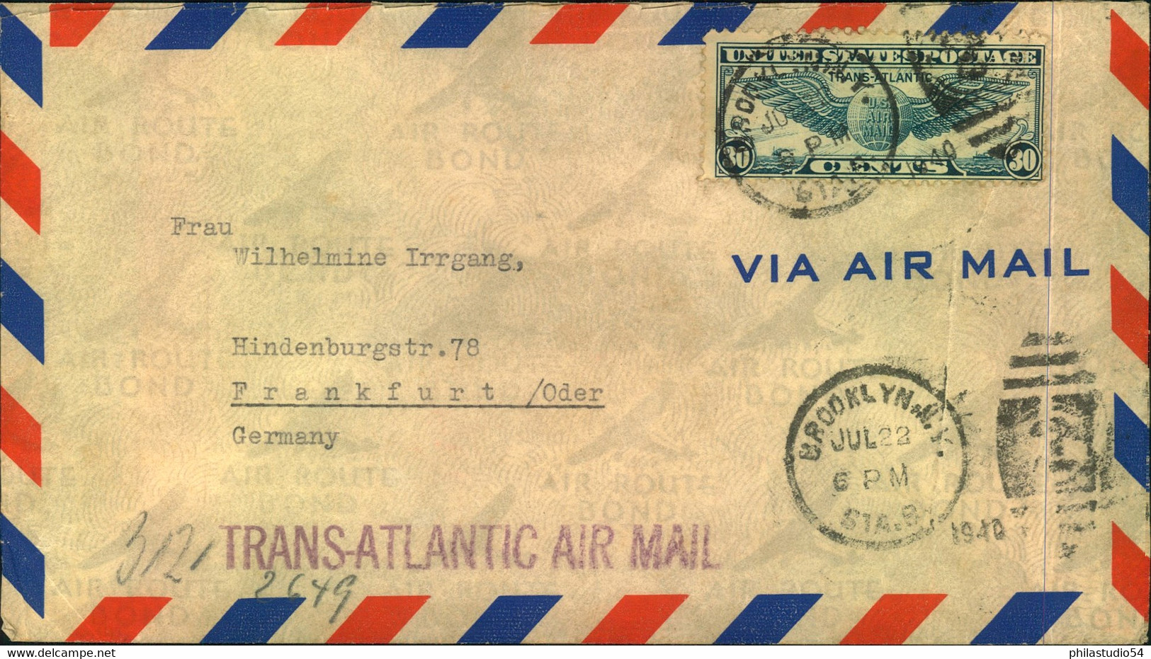 1916/1948, seven covers to Germany, mostly Transatlatik Air Mail incl. Airship "HINDENBURG"