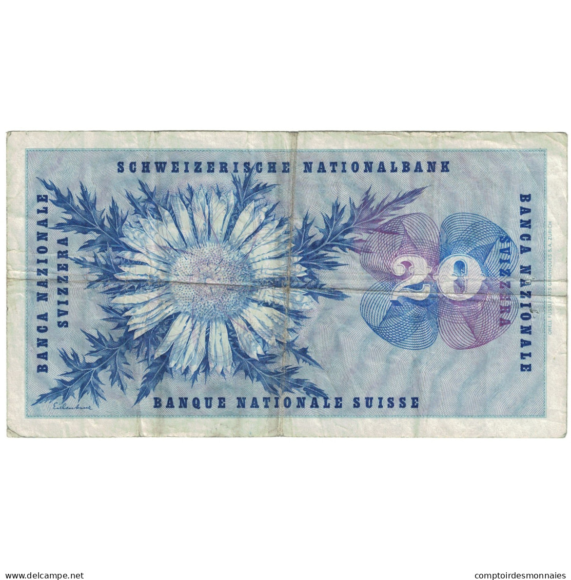 Billet, Suisse, 20 Franken, 1968, 1968-05-15, KM:46p, B - Suisse