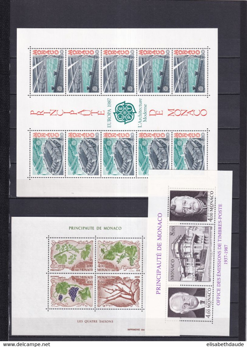 PROMOTION MONACO - 1987 - ANNEE COMPLETE Avec BLOCS (DONT EUROPA) ! ** MNH - COTE = 163 EUR. - 45 TIMBRES + 3 BLOCS - Années Complètes