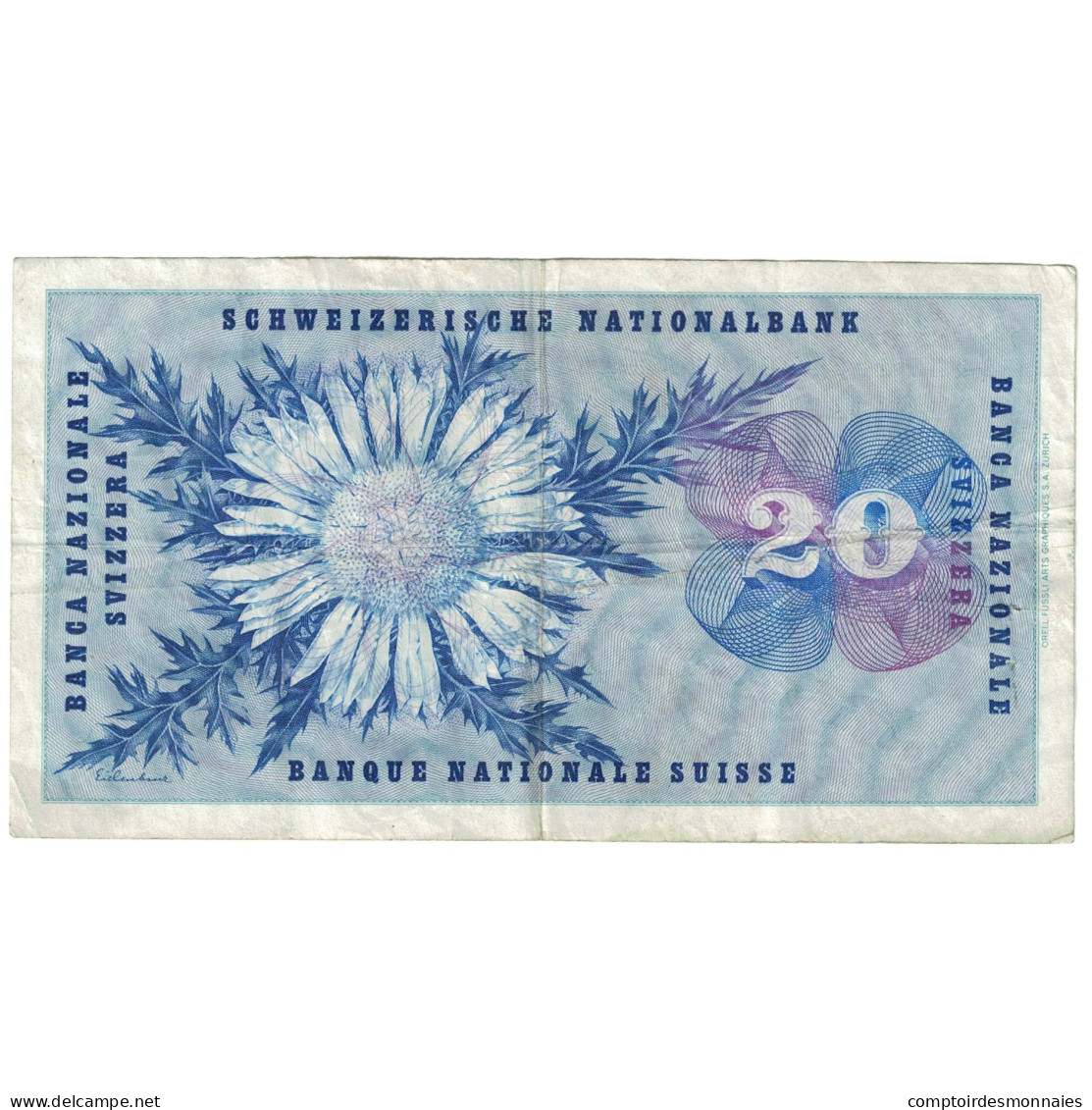 Billet, Suisse, 20 Franken, 1969, 1969-01-15, KM:46q, B - Suisse