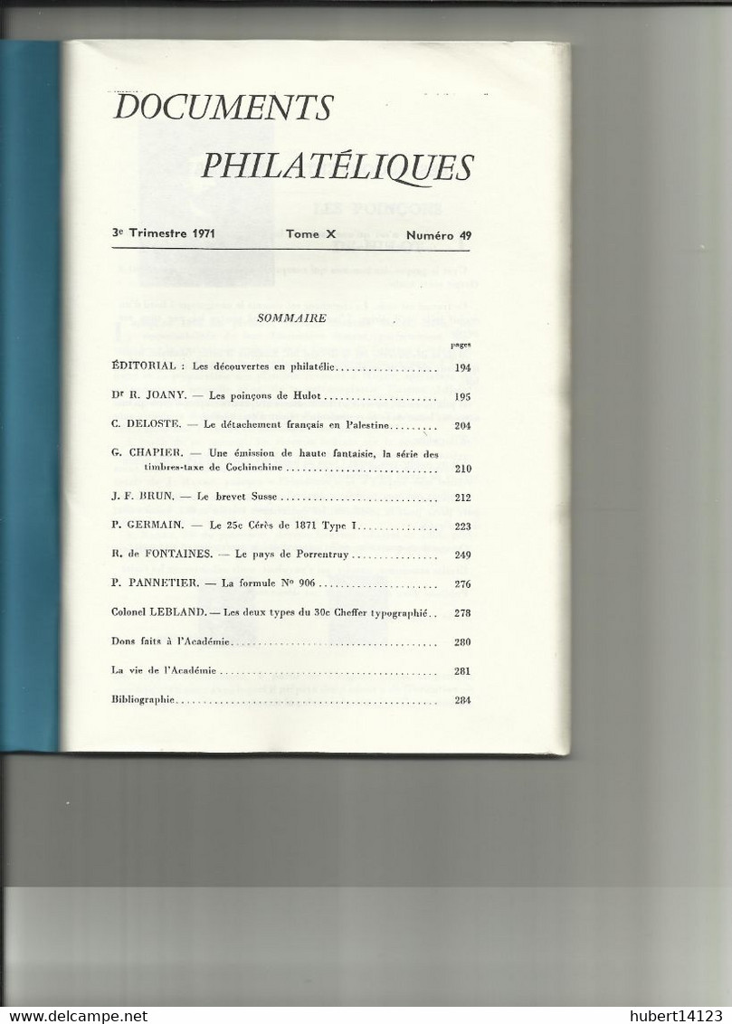LES DOCUMENTS PHILATELIQUES N° 49 De 1971 94 Pages - Otros & Sin Clasificación