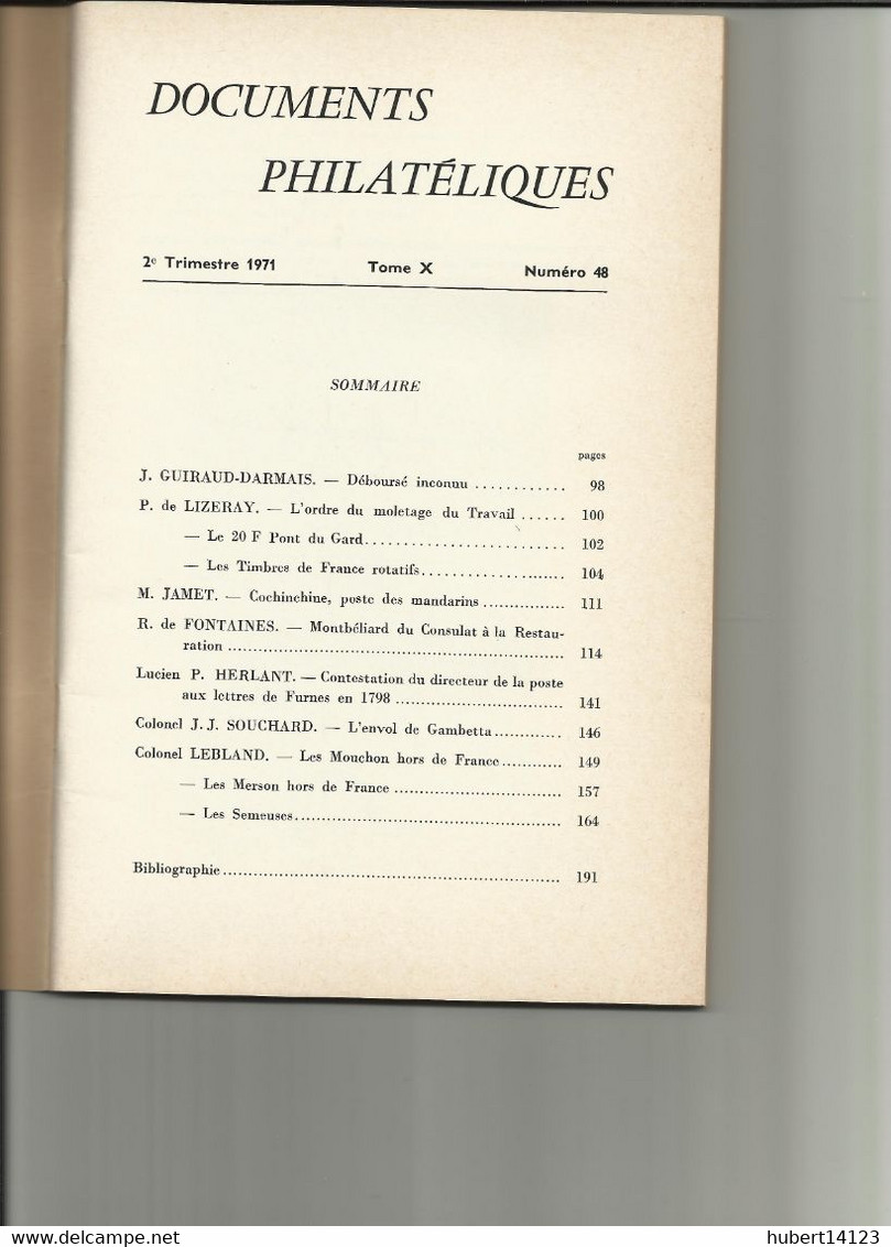 LES DOCUMENTS PHILATELIQUES N° 48 De 1971 92 Pages - Autres & Non Classés