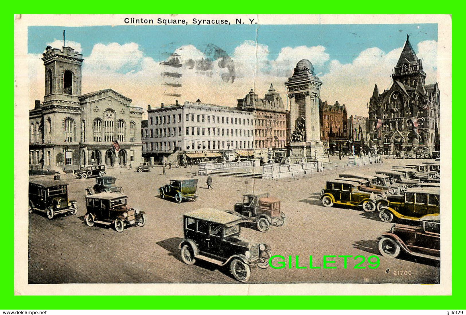 SYRACUSE, NY - CLINTON SQUARE - ANIMATED A LOT OF OLD CARS - TRAVEL IN 1925 -  PUB BY WM JUBB CO - - Syracuse