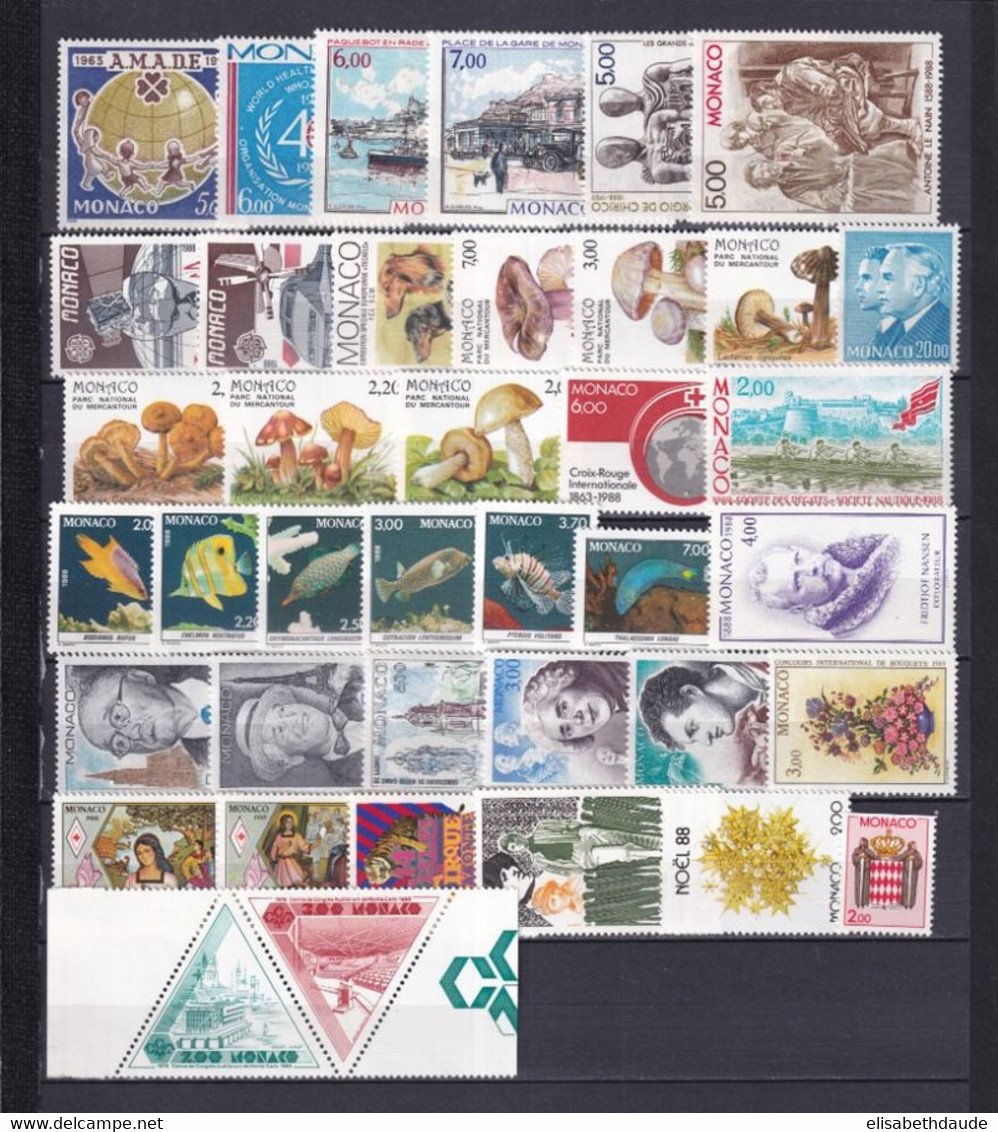 PROMOTION MONACO - 1988 - ANNEE COMPLETE Avec BLOCS (DONT EUROPA) ! ** MNH - COTE = 195 EUR. - 39 TIMBRES + 4 BLOCS - Full Years