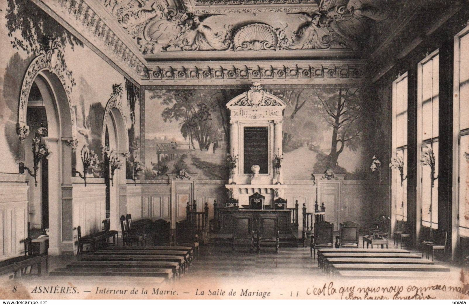 7108 ASNIERES Sur SEINE  Intérieur De La Mairie Salle Des Mariages     (scan Recto-verso) Hauts De Seine - Asnieres Sur Seine