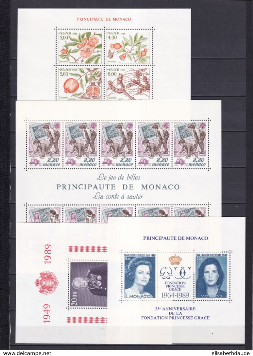 PROMOTION MONACO - 1989 - ANNEE COMPLETE Avec BLOCS (DONT EUROPA) ! ** MNH - COTE = 167 EUR. - 32 TIMBRES + 5 BLOCS - Komplette Jahrgänge