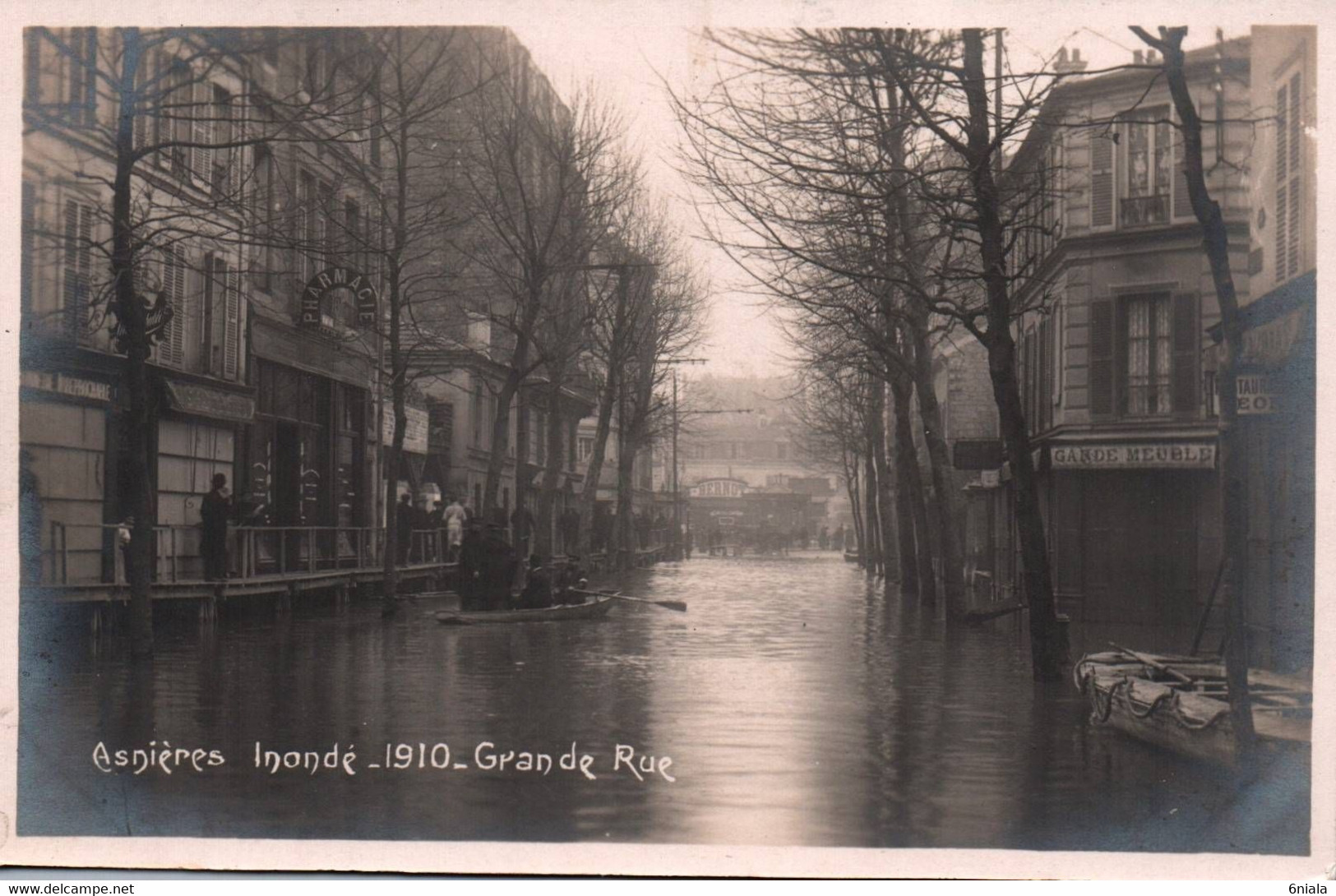 7109 ASNIERES Sur SEINE  Inondé 1910 GRANDE RUE (carte Photo )     (scan Recto-verso) Hauts De Seine - Asnieres Sur Seine