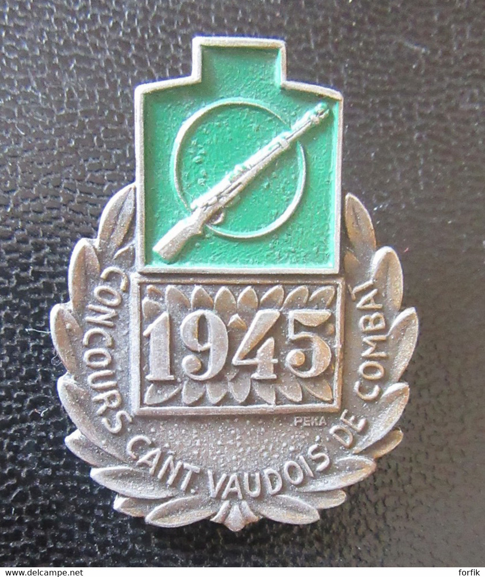 Suisse - Insigne Militaire - Concours Canton Vaudois De Combat 1945 - Métal Argenté - 6,7g - Andere & Zonder Classificatie