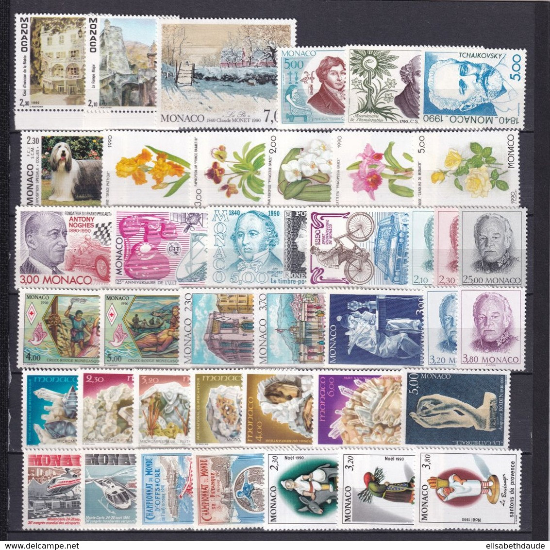 PROMOTION MONACO - 1990 - ANNEE COMPLETE Avec BLOCS (DONT EUROPA) ! ** MNH - COTE = 163 EUR. - 40 TIMBRES + 3 BLOCS - Annate Complete