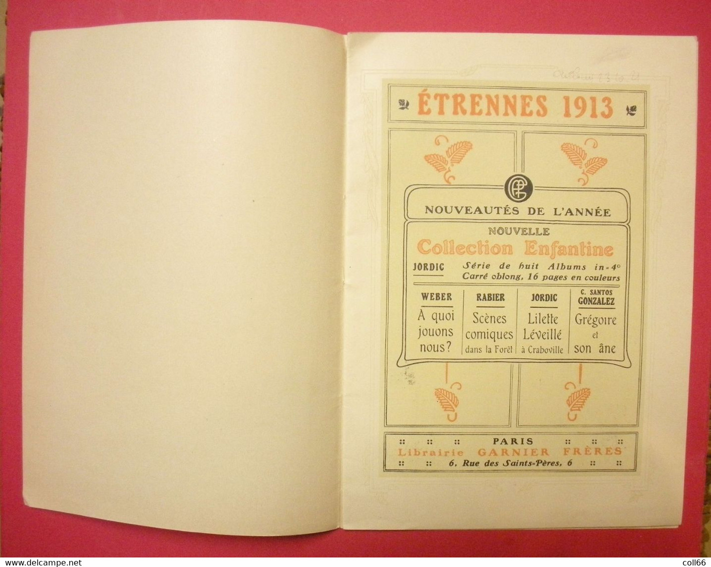 1913 Etrennes Publicité Librairie Garnier Frères Promo Collection Benjamin Rabier Imp Desfossés Paris 16 Pages - 1900 – 1949