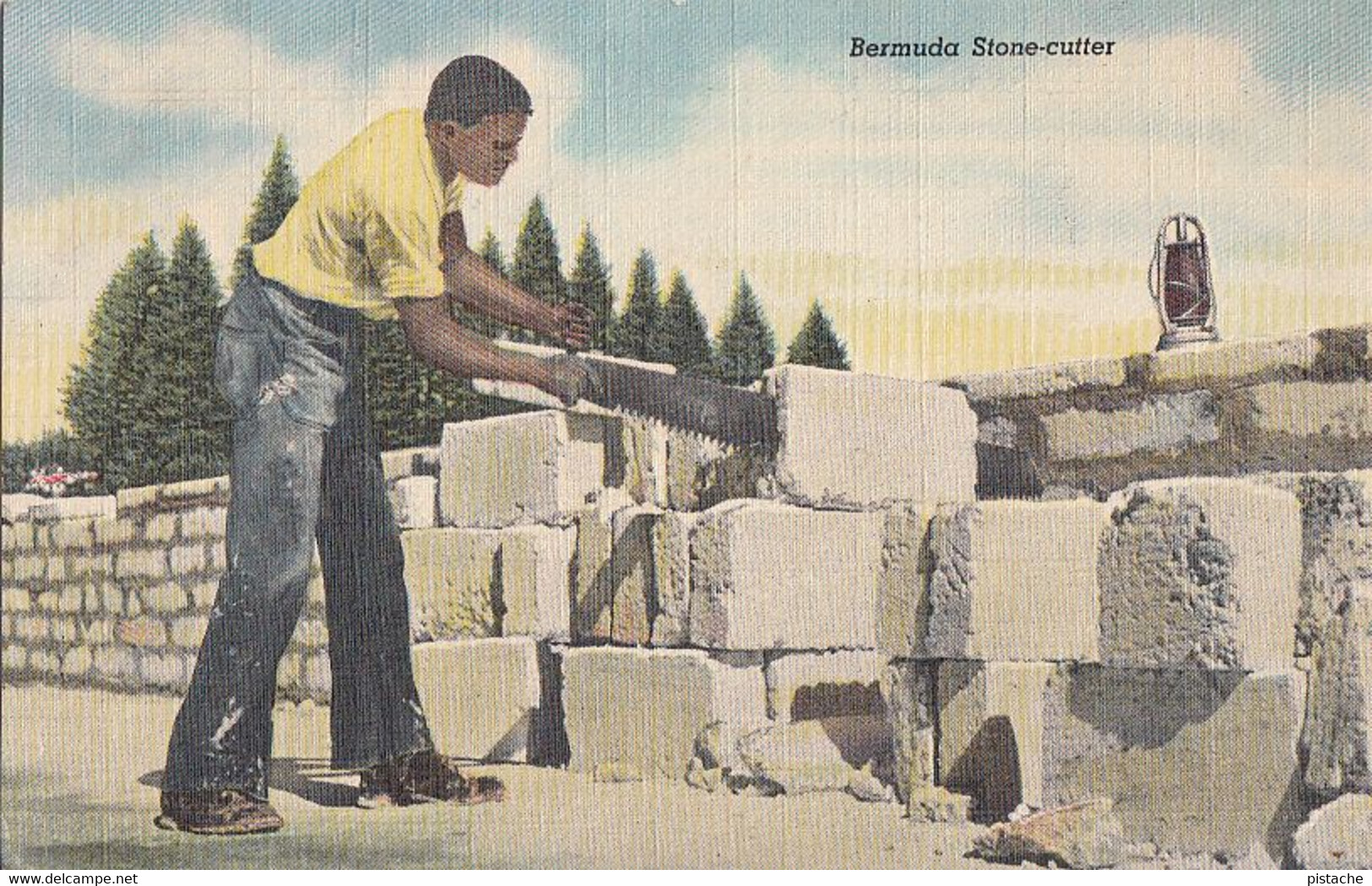 781 – Bermuda Bermudes - Stone-Cutter - Stonecutter – Building Material – Minecraft Animation – Linen - 2 Scans - Bermuda