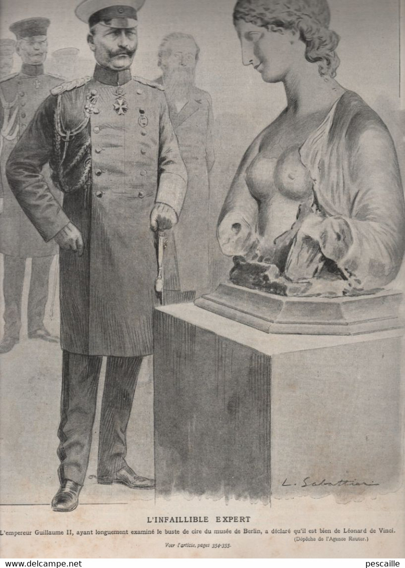 L'ILLUSTRATION 20 11 1909  FAUX BUSTE DE DE VINCI - PROCES Mme STEINHEIL - BILLET DE 100 FRANCS - CECILE SOREL - LE GOLF - L'Illustration