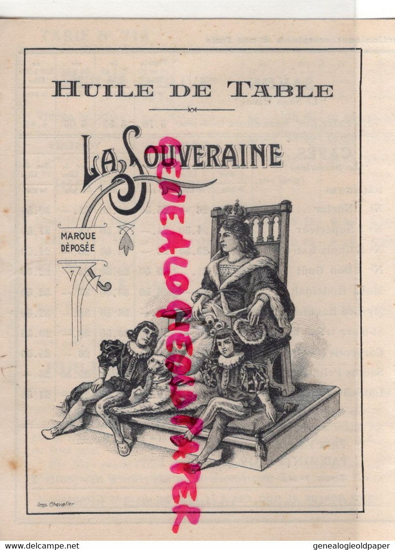 13- SALON PROVENCE-RARE PUBLICITE TARIF HUILERIE SAVONNERIE-HUILE LA SUCCULENTE-LA SOUVERAINE-VALENTIN BERTOUT AINE-OIL - Alimentaire