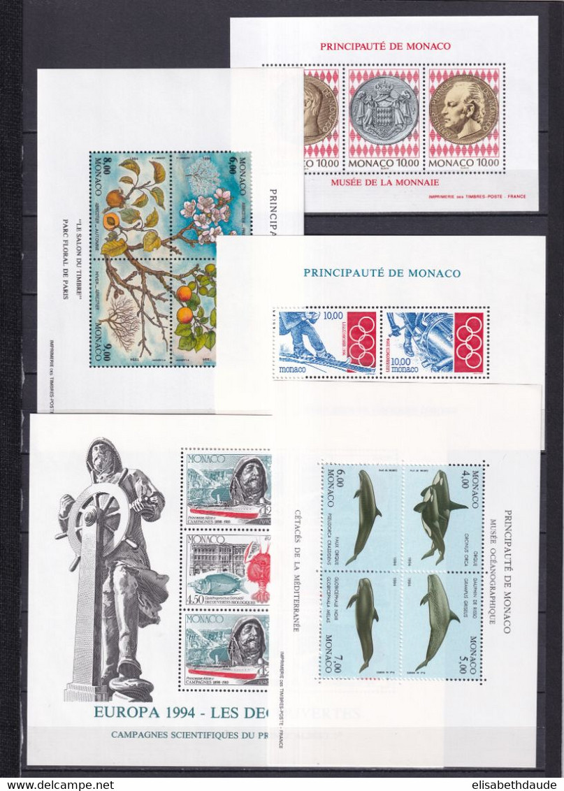 PROMO MONACO - 1994 - ANNEE COMPLETE Avec BLOCS (DONT EUROPA) ! ** MNH - COTE = 157.5 EUR. - 43 TIMBRES + 5 BLOCS - Full Years