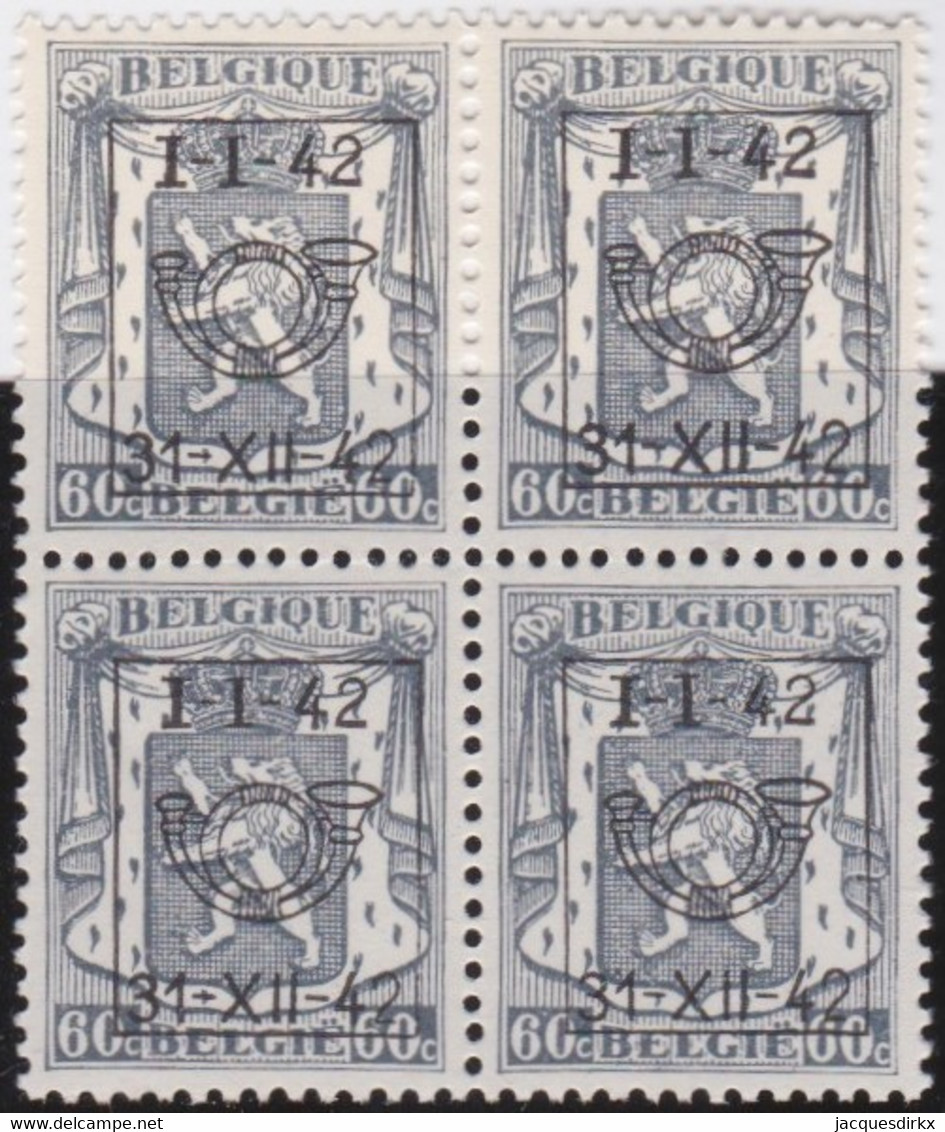 Belgie   .   OBP   .   PRE  483 . Blok 4 Zegels      .   **    .    Postfris   .  / .  Neuf SANS Charnière - Typos 1936-51 (Petit Sceau)