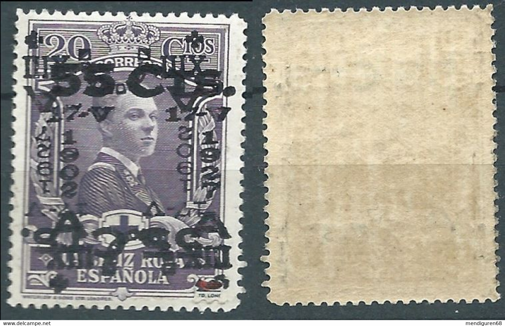 SPANIEN ESPAGNE SPAIN ESPAÑA 1927 RED CROSS CORONATION 20 CETNS SURCHARGE 55 CTS MNH ED 385 YT 325 MI 348 SG 442 SC B38 - Nuevos