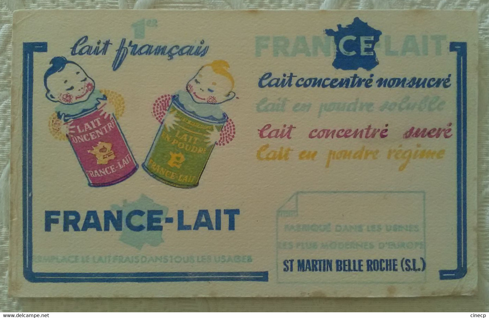 Buvard FRANCE-LAIT Concentré ILLUSTRATEUR Publicité St Martin Belle Roche (SL) Bébé Dans Boite De Conserve - Produits Laitiers