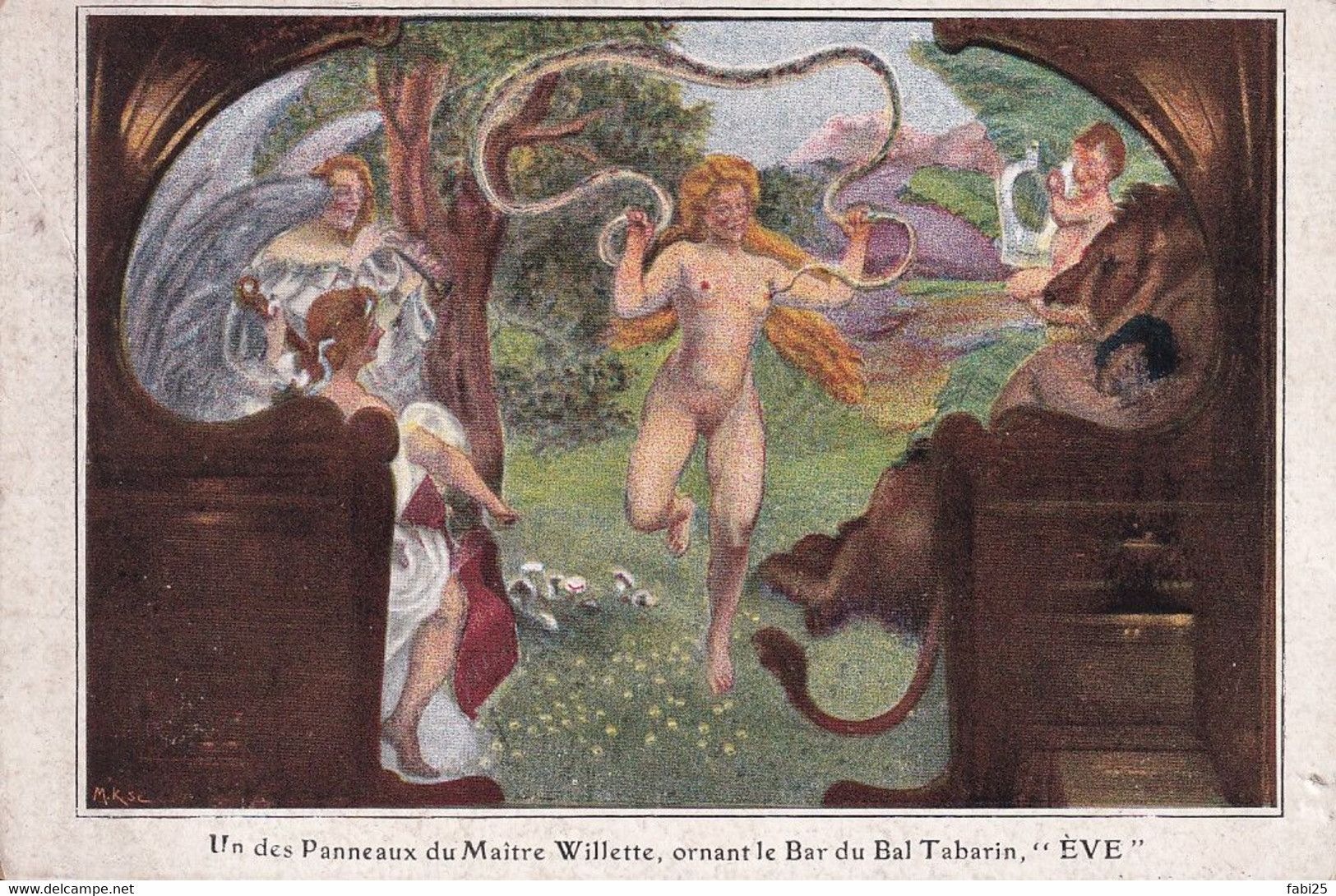 ILLUSTRATEUR WILETTE UN DES PANNEAUX DU MAITRE WILLETTE ORNANT LE BAR DU BAL TABARIN PARIS MONTMARTRE - Wilette