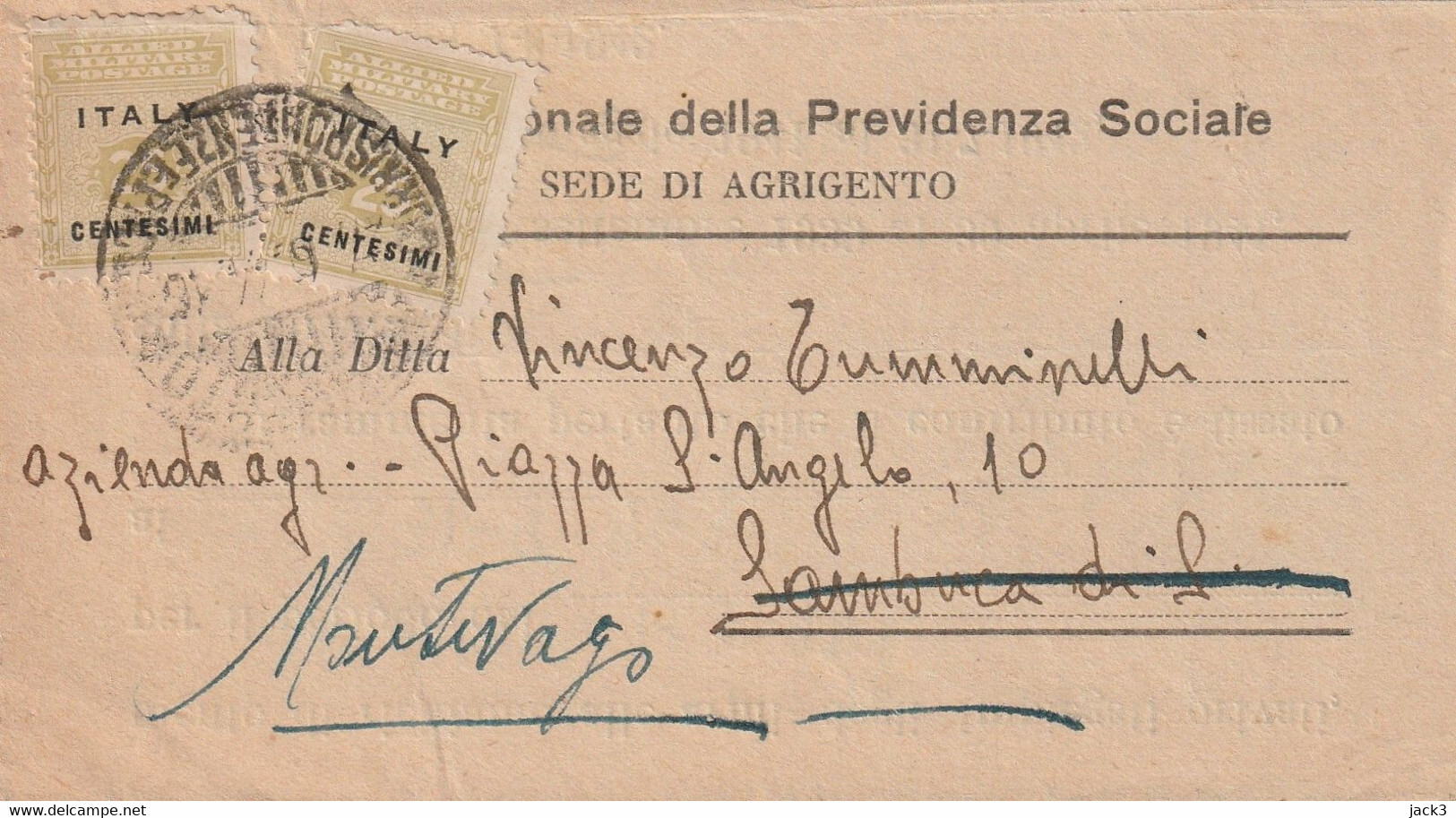 Coppia 25 Cent AMGOT Su Piego - Ocu. Anglo-Americana: Sicilia