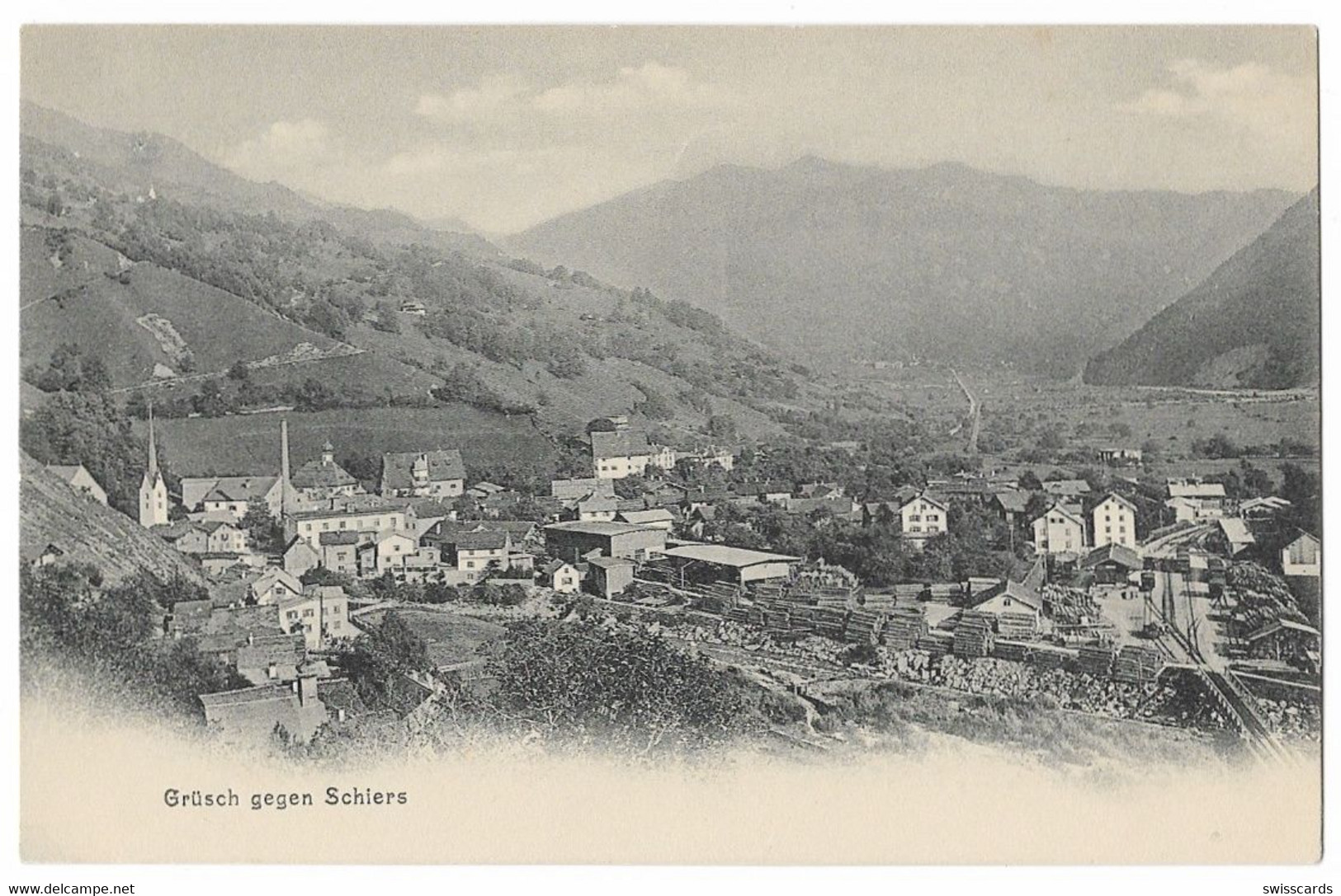 GRÜSCH Mit Bahnhof Und Holz-Grosshandel ~1910 - Grüsch