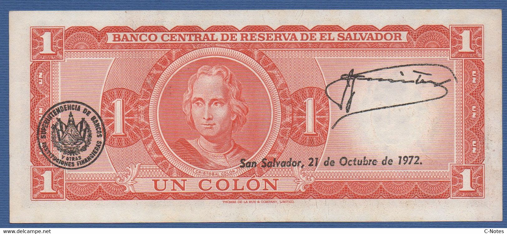 EL SALVADOR  - P.115a – 1 Colon 31.08.1971 / 16.10.1972 AUNC Series GS 5978053 - El Salvador