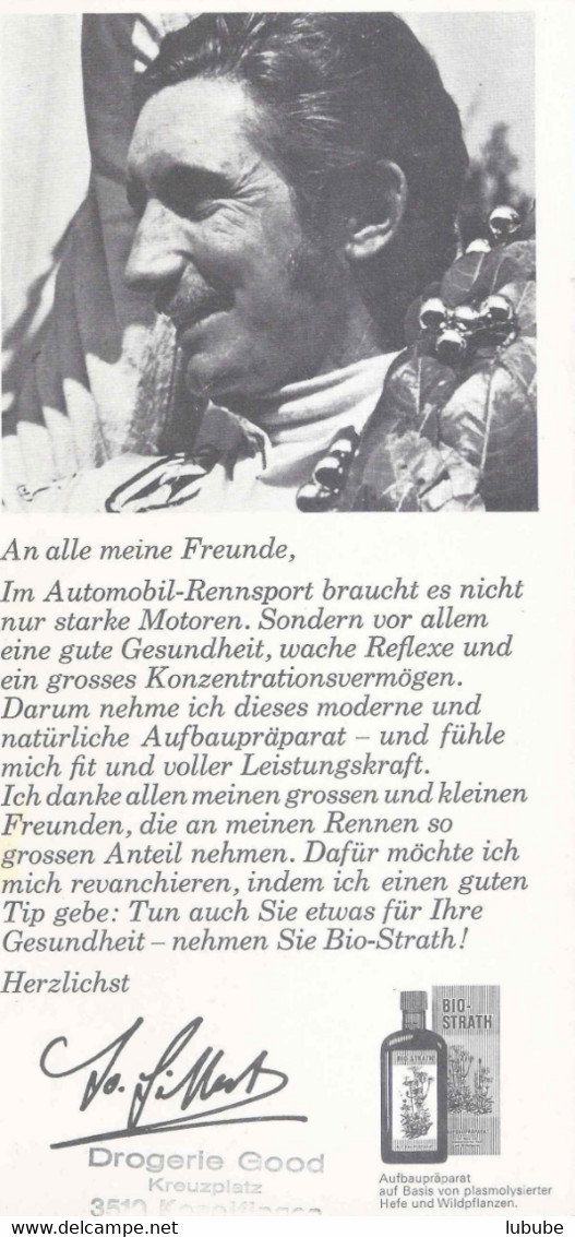 Jo Siffert Auf Lotus Ford  (Bio Strath Werbekarte)          Ca. 1970 - Grand Prix / F1