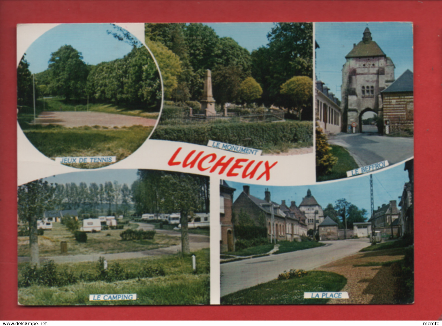 CPM  -  Lucheux  -(Somme)-  Jeux De Tennis - Le  Camping - La Place - Le Monument - Le Beffroi - Lucheux