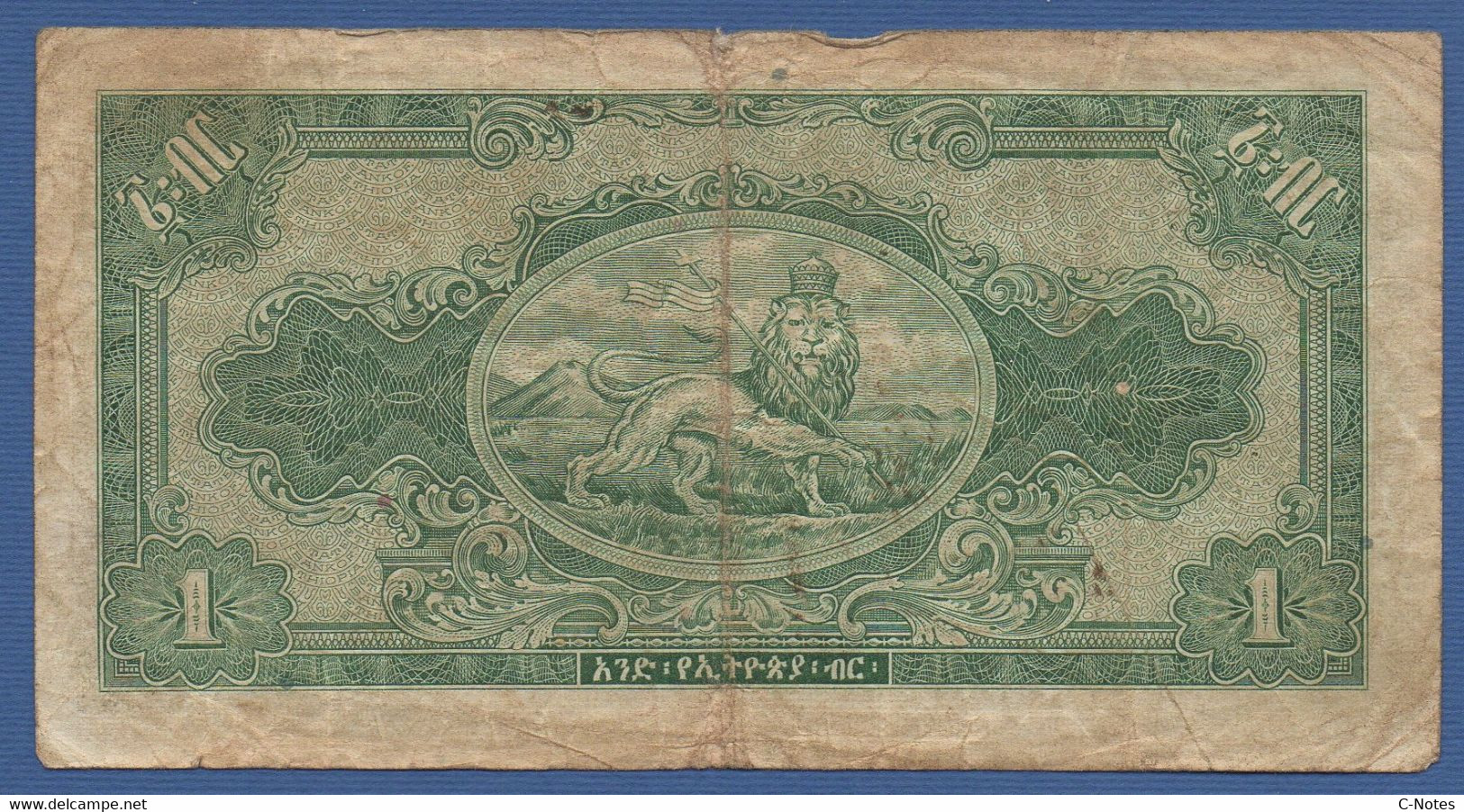 ETHIOPIA - P.12c – 1 Ethiopian Dollar ND (1945) Circulated Serie FK 062762 - Etiopía