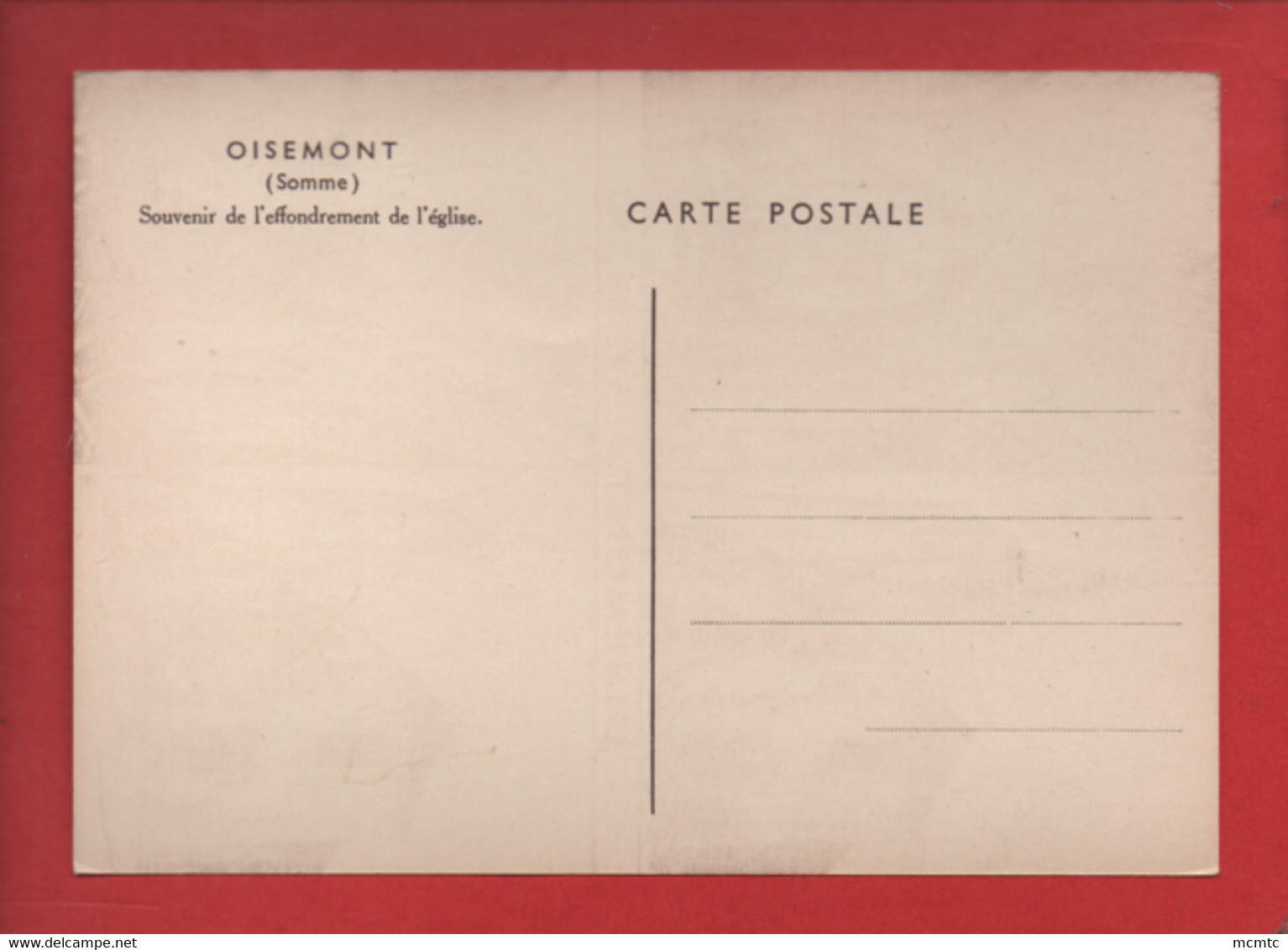 Carte Souple -  Oisemont -( Somme) -  5 Février 1953 -  Souvenir De L'effondrement De L'église - Oisemont