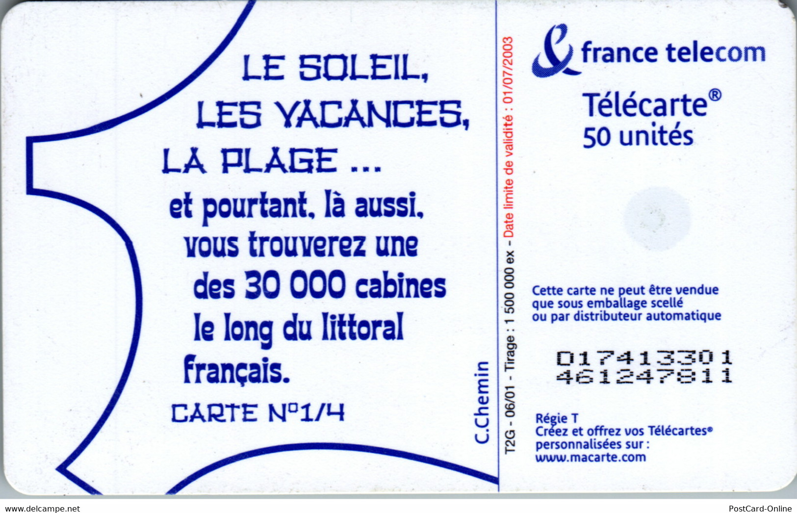 18179 - Frankreich - Le Soleil , Les Vavances , La Plage , Carte 1/4 - 2001