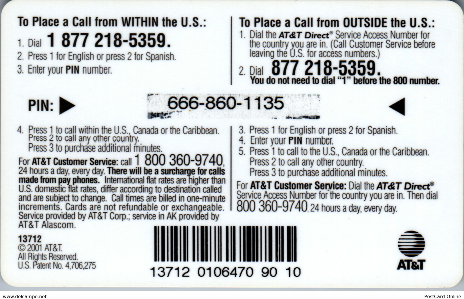 18270 - USA - AT&T Prepaid PhoneCard - AT&T
