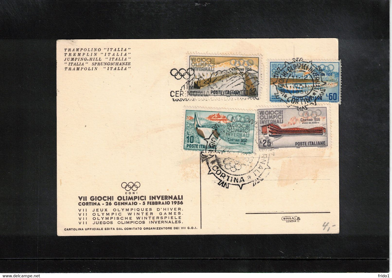 Italia / Italy 1956 Olympic Games Cortina D'Ampezzo Opening Ceremony Interesting Postcard - Hiver 1956: Cortina D'Ampezzo