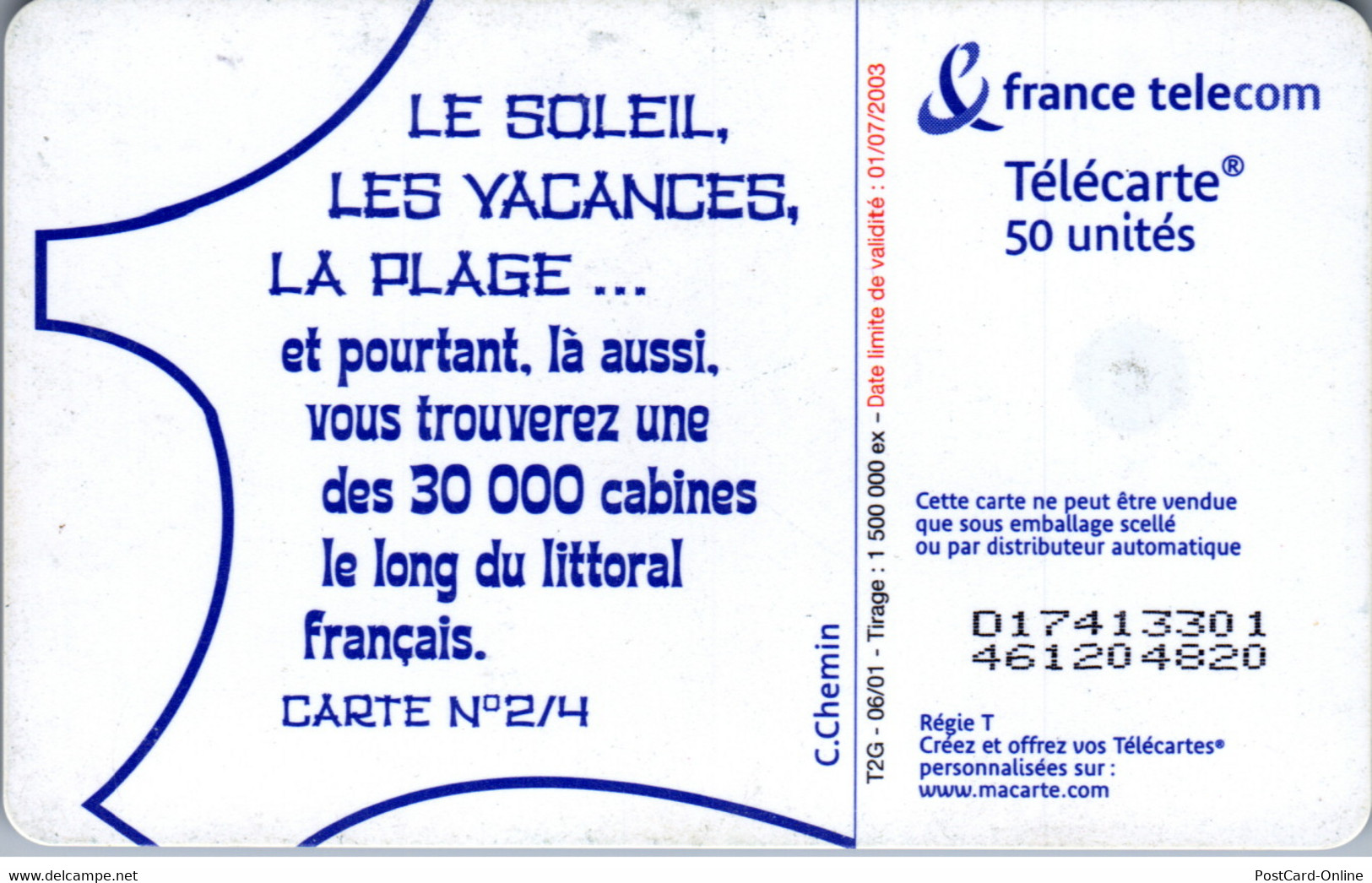 18796 - Frankreich - Le Soleil , Les Vacances , La Plage , Carte 2/4 - 2001