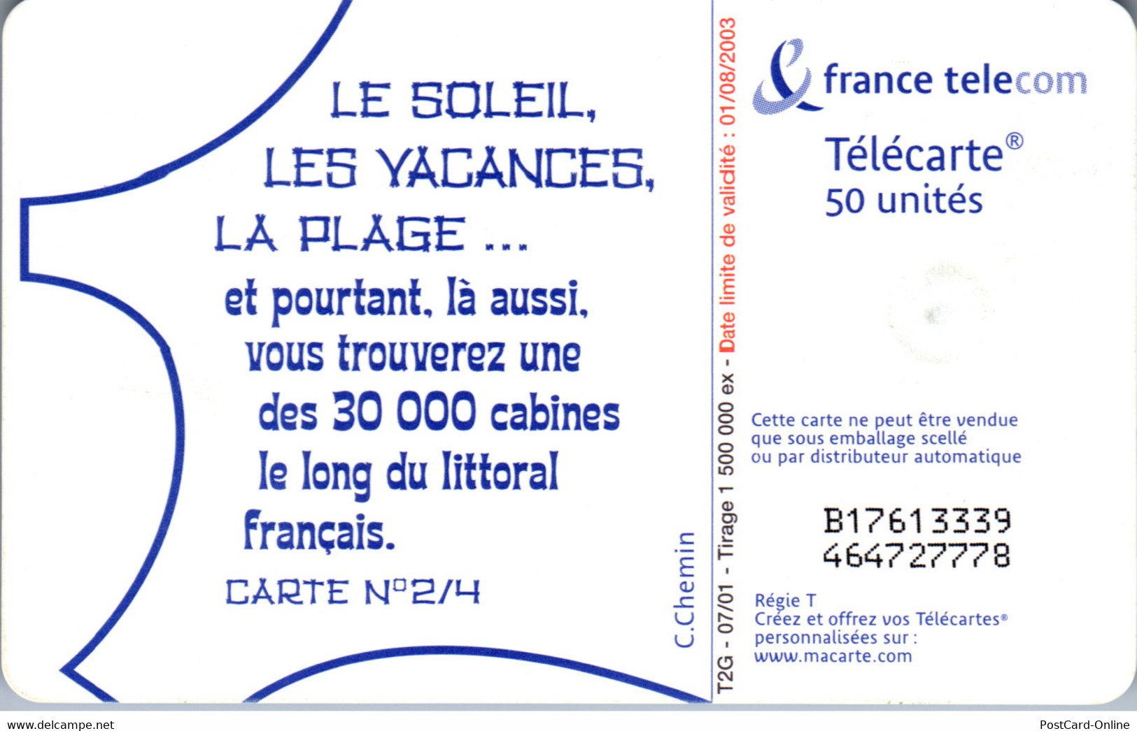 18804 - Frankreich - Le Soleil , Les Vacances , La Plage , Carte 2/4 - 2001
