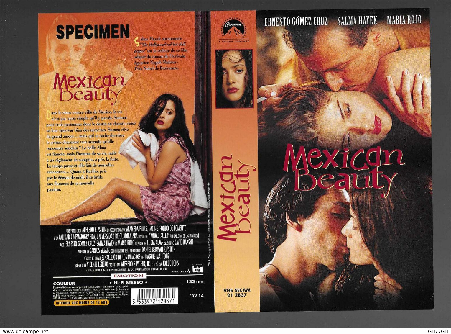"MEXICAN BEAUTY" -Jaquette Originale SPECIMEN Vhs Secam PARAMOUNT -un Film De JORGE FONS - Lovestorys