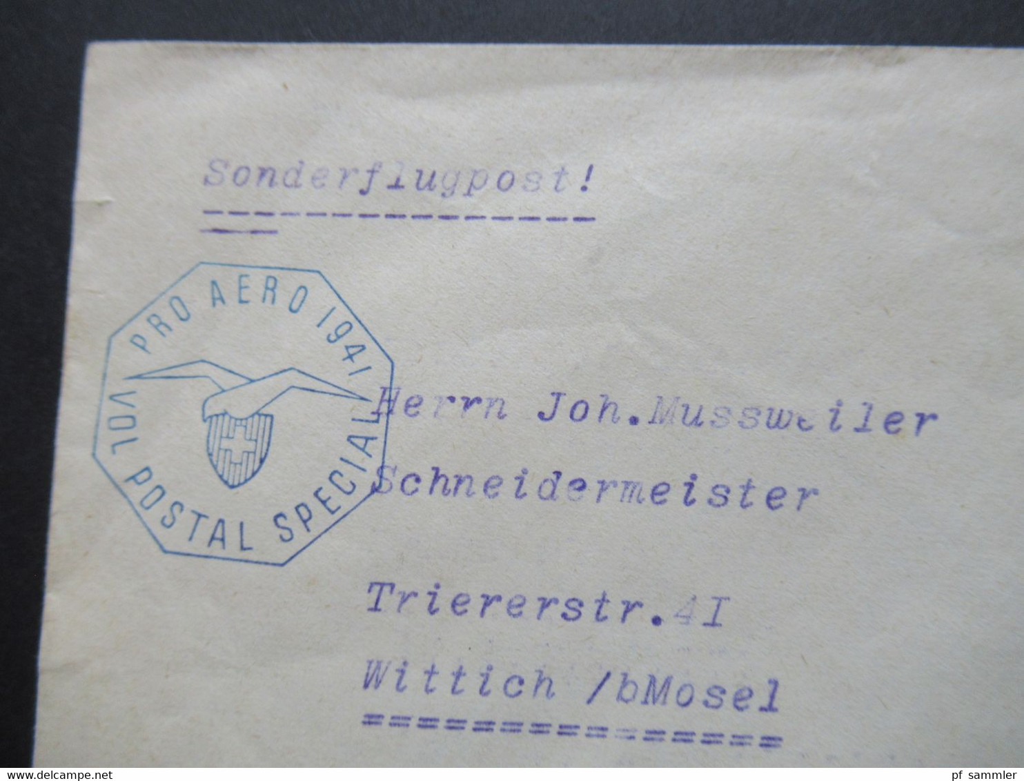 Schweiz 1941 Pro Aero Nr.395 Sonderflugpost Vol Postal Special Nach Wittich OKW Zensurbeleg Mehrfachzensur / Geöffnet - Erst- U. Sonderflugbriefe