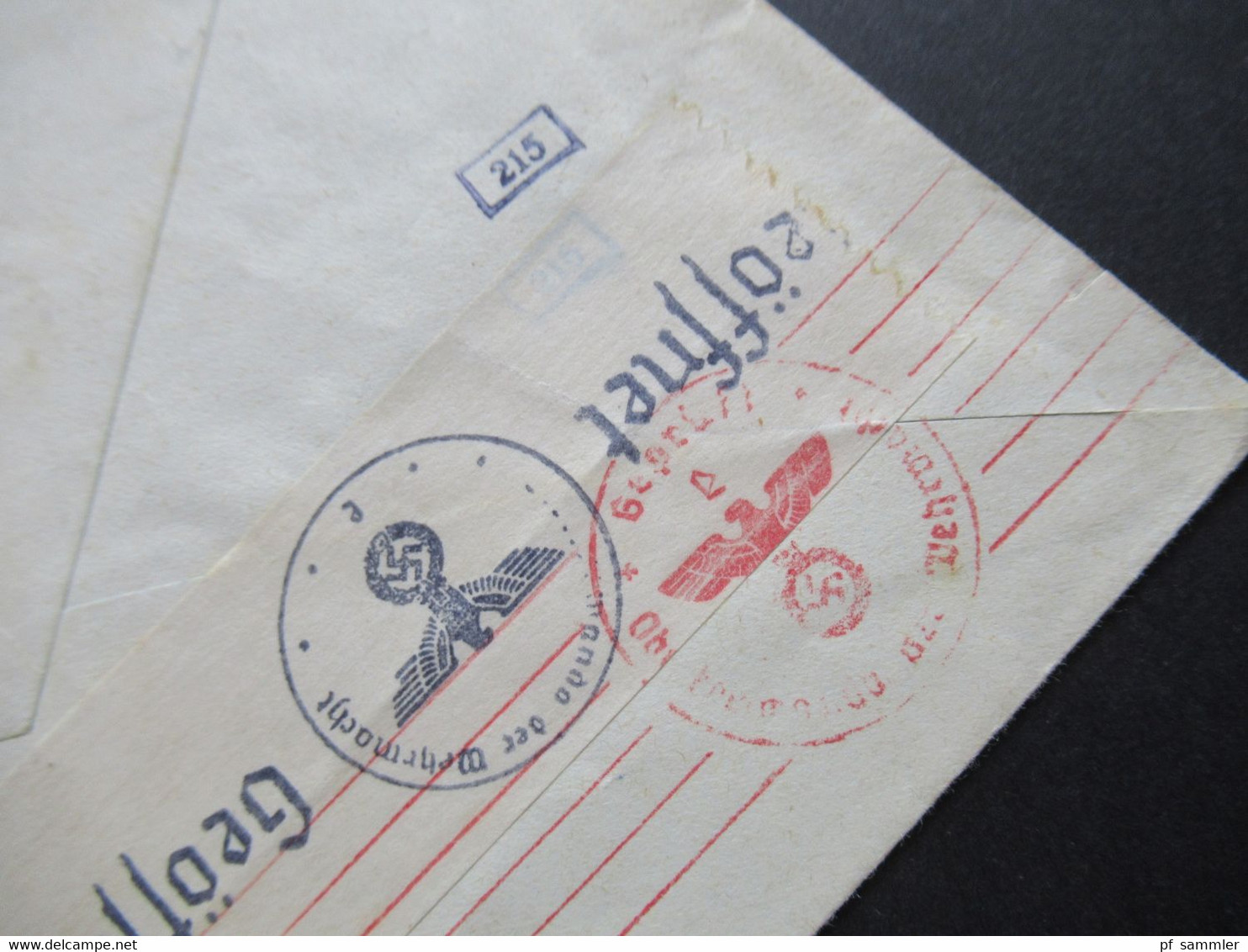 Schweiz 1941 Pro Aero Nr.395 Sonderflugpost Vol Postal Special nach Wittich OKW Zensurbeleg Mehrfachzensur / geöffnet