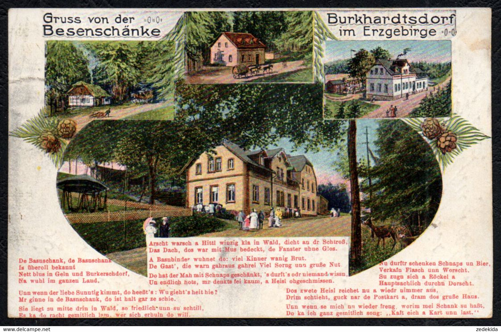 A8731 - Burkhardtsdorf Gruß Aus - Besenschänke Gaststätte - Liedkarte R. Gerstäcker & Sohn Chemnitz - Burkhardtsdorf