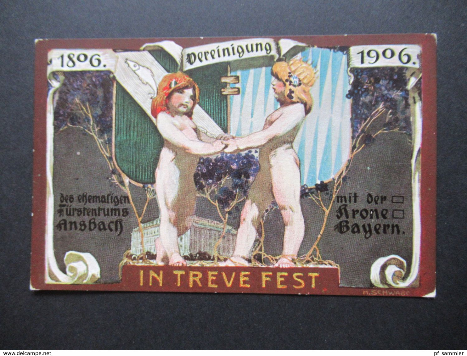 AD Bayern 1906 Privatganzsache PP In Treve Fest Ehemaliges Fürstentum Ansbach 1806 - 1906 Verlag Max Eichinger - Interi Postali