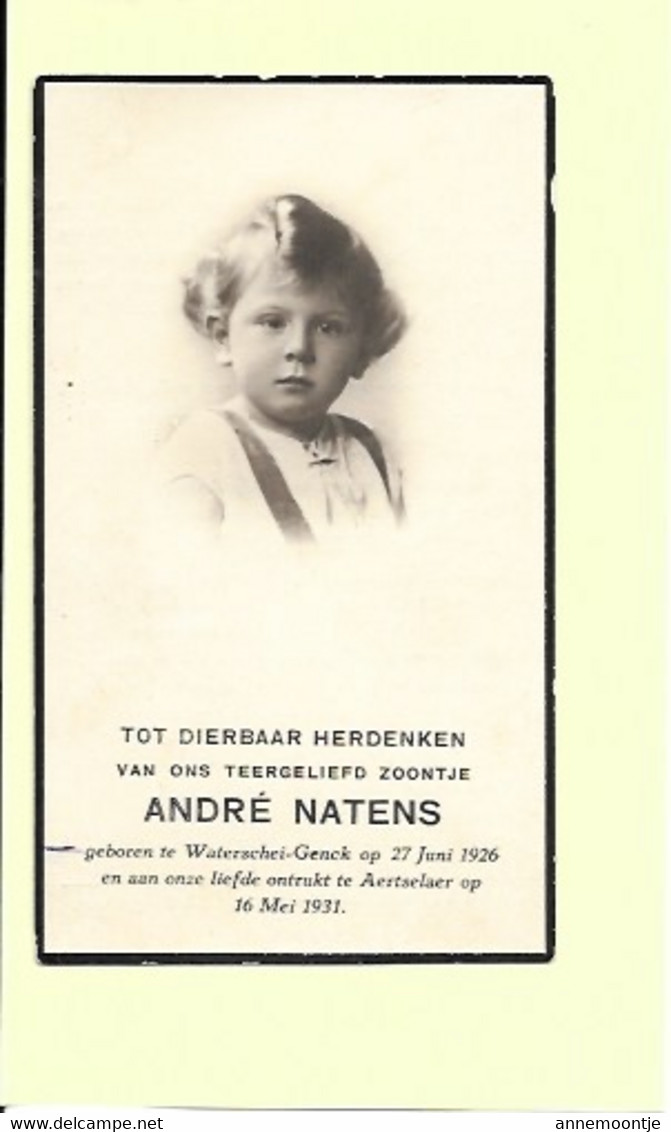 Doodsprentje Kind - André Natens - Waterschei 1926 - Aartselaar 1931 Met Foto. - Andachtsbilder