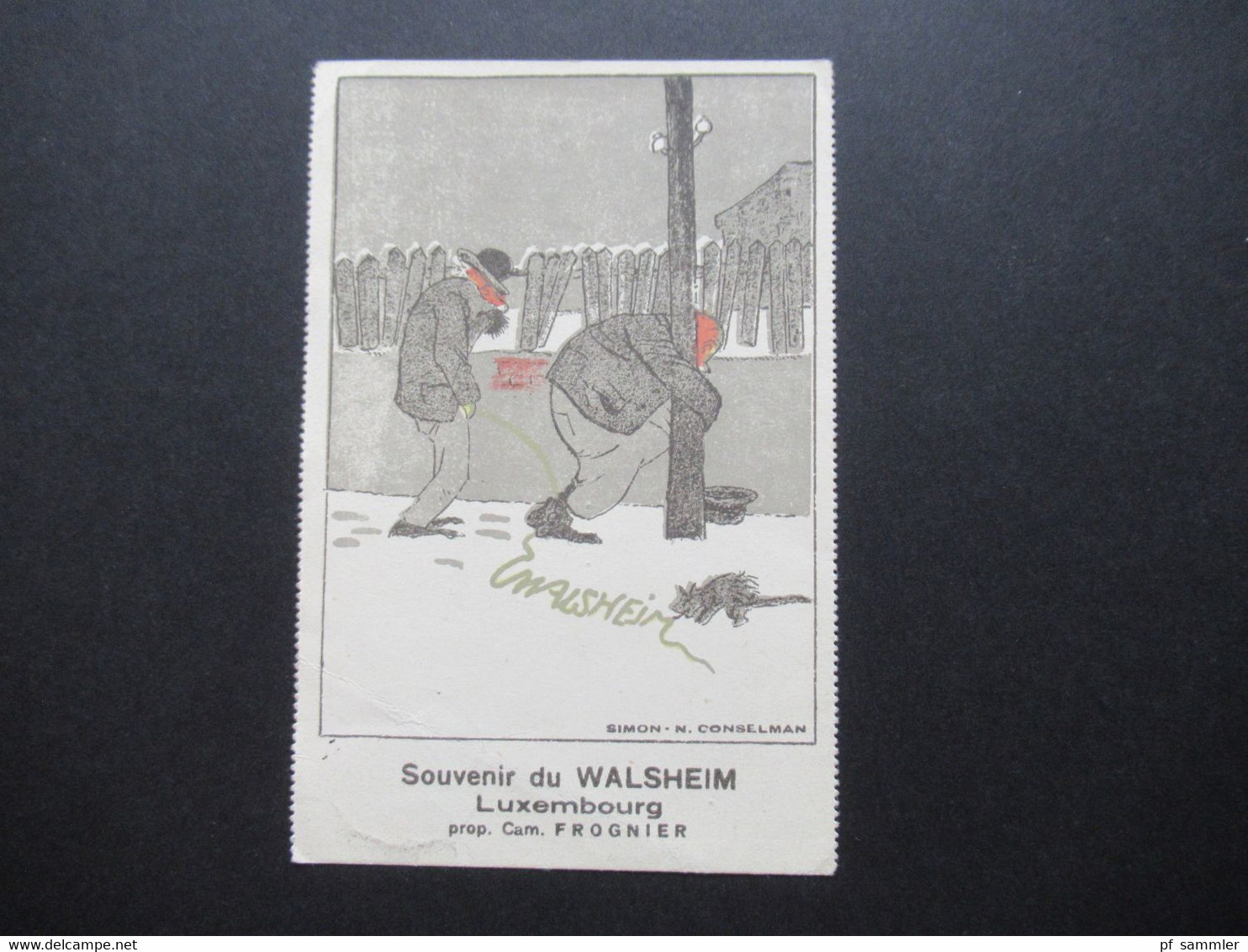 Luxemburg 1920er Jahre Künstlerkarte Karikatur / Spottkarte Souvenir Du Walsheim Simon N. Condelman Editeur Aug. Nimax - 1921-27 Charlotte Frontansicht