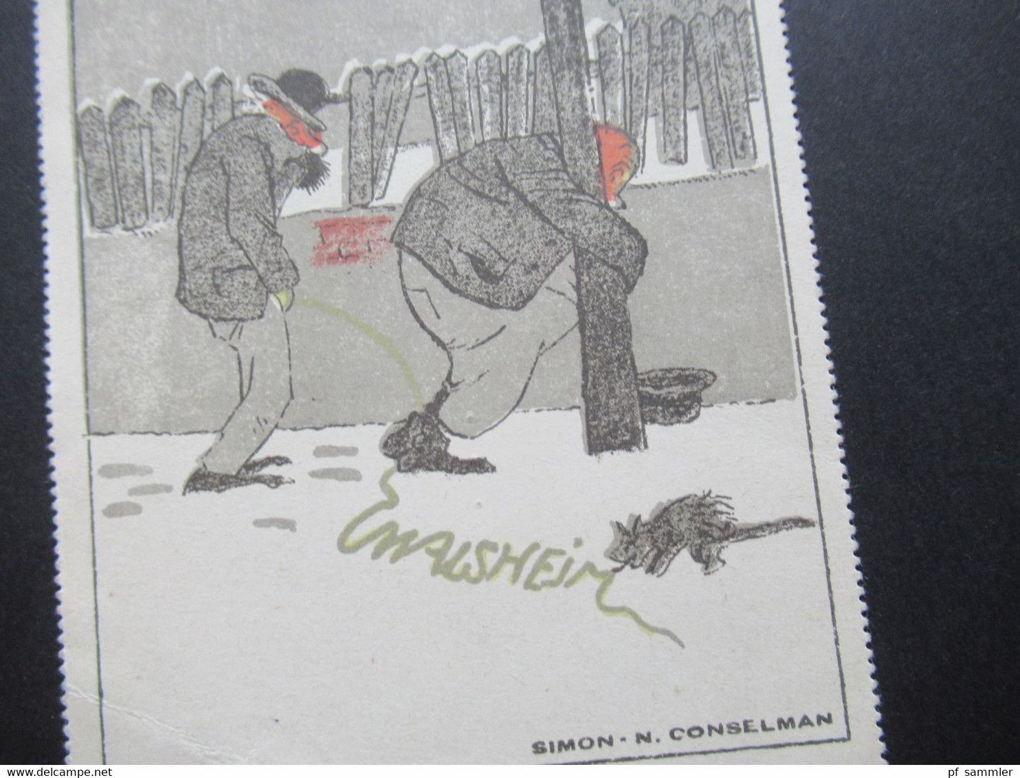 Luxemburg 1920er Jahre Künstlerkarte Karikatur / Spottkarte Souvenir Du Walsheim Simon N. Condelman Editeur Aug. Nimax - 1921-27 Charlotte Frontansicht