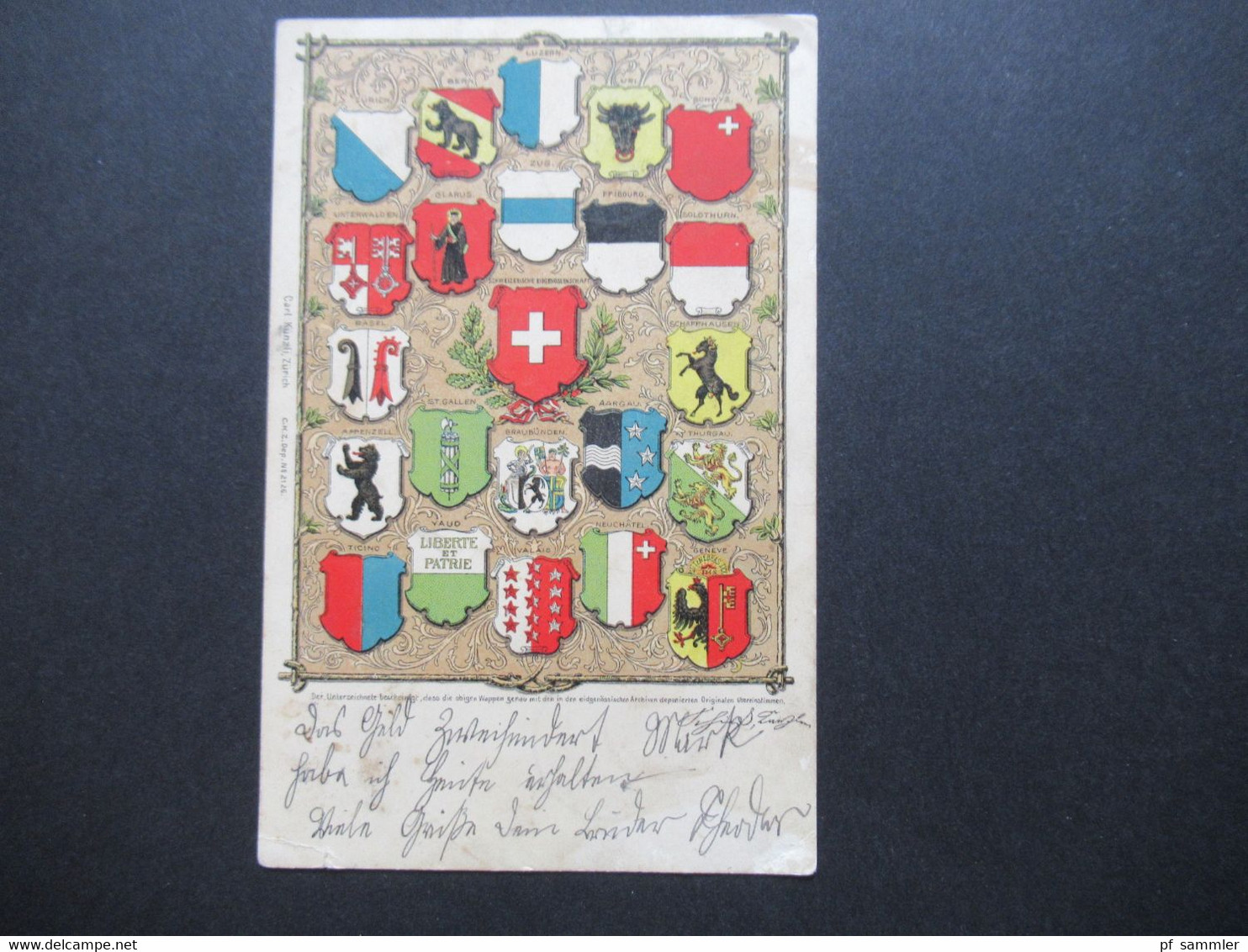 Schweiz 1900 AK Mit Wappen Stempel Davos Dorf Und Ank. Stempel Altdorf (Pfalz) In Bayern / Altdeutschland - Lettres & Documents