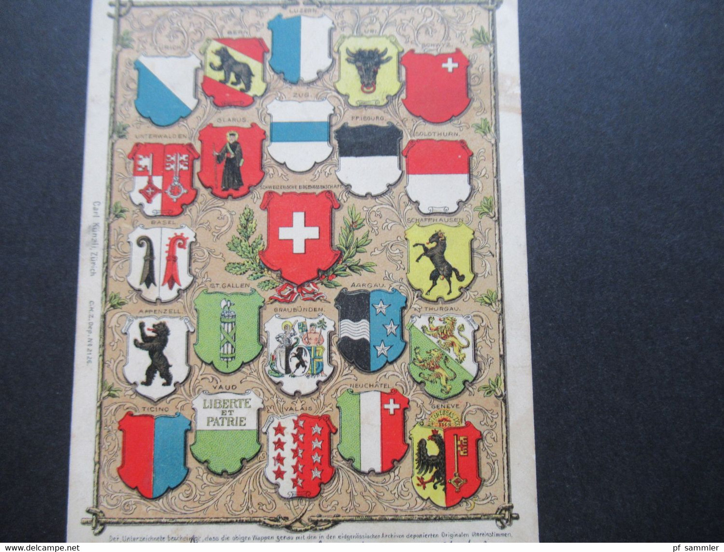 Schweiz 1900 AK Mit Wappen Stempel Davos Dorf Und Ank. Stempel Altdorf (Pfalz) In Bayern / Altdeutschland - Storia Postale