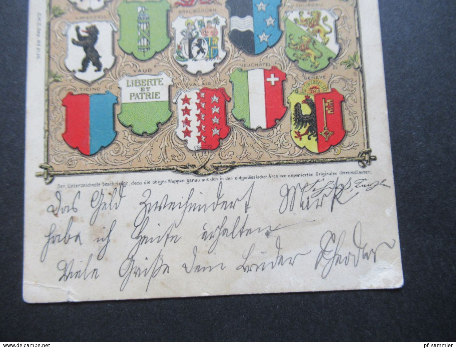 Schweiz 1900 AK Mit Wappen Stempel Davos Dorf Und Ank. Stempel Altdorf (Pfalz) In Bayern / Altdeutschland - Briefe U. Dokumente