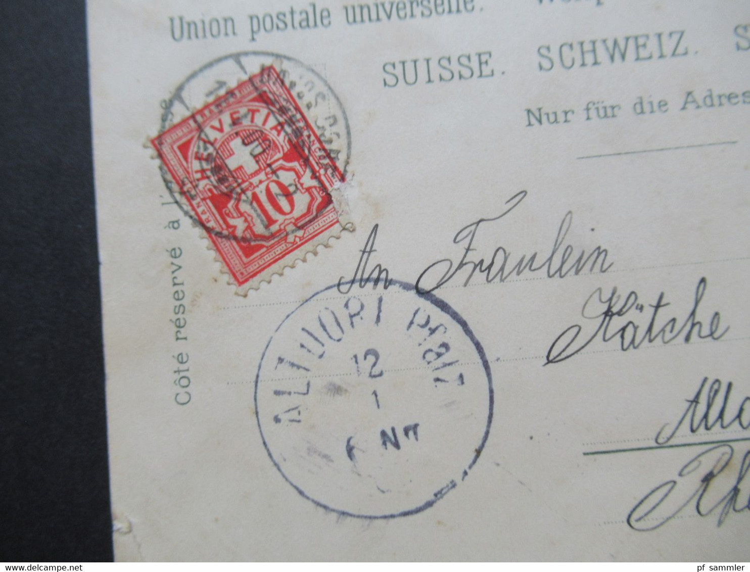 Schweiz 1900 AK Mit Wappen Stempel Davos Dorf Und Ank. Stempel Altdorf (Pfalz) In Bayern / Altdeutschland - Lettres & Documents